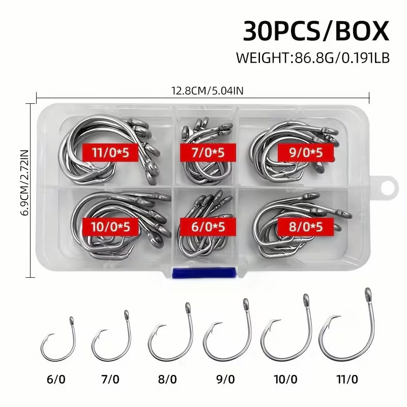 30pcs/box Fishing Hooks Stainl – Fishing Hook Circle recenzja i cena