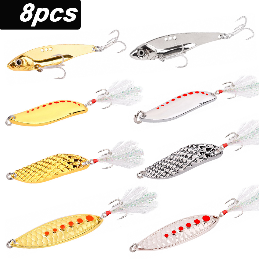 8PCS/Set Lure Metal Spinner Sp – Fishing Hook Treble recenzja i cena