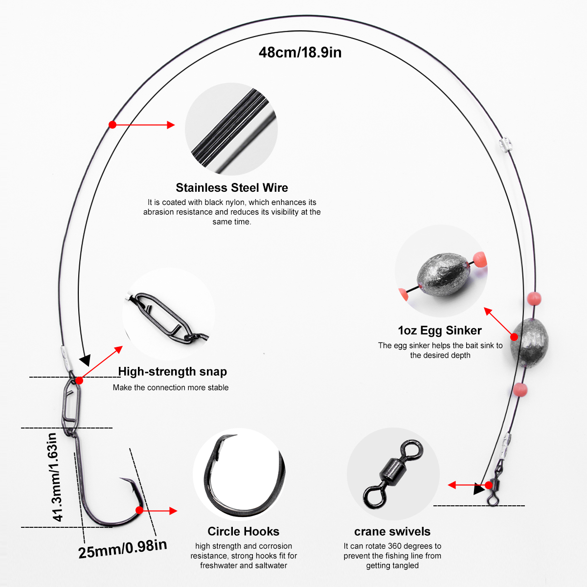ZYZHE 2pcs Fishing Carolina Ri – Fishing Hook Circle recenzja i cena