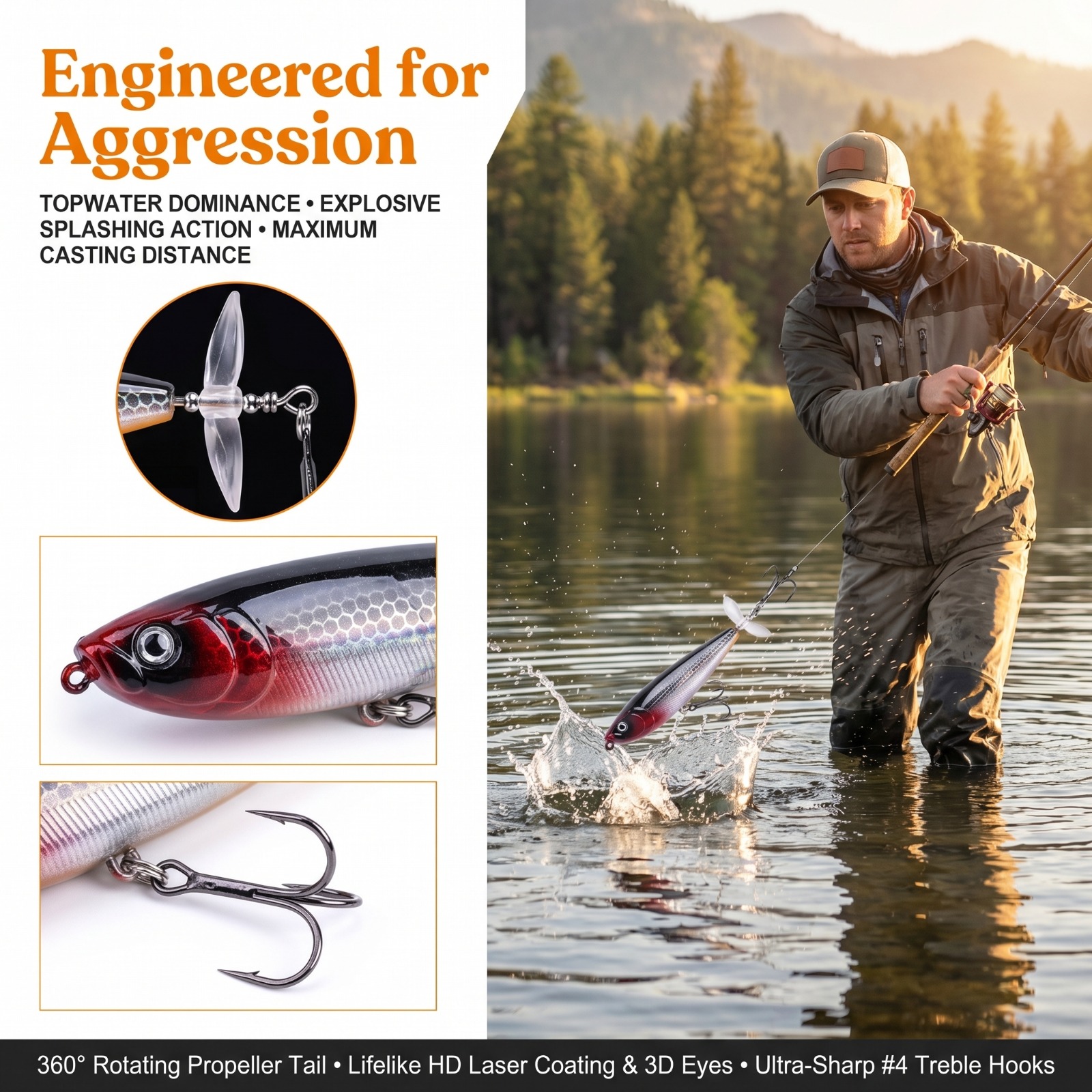 Goture Topwater Fishing Lures  – Fishing Hook Treble recenzja i cena