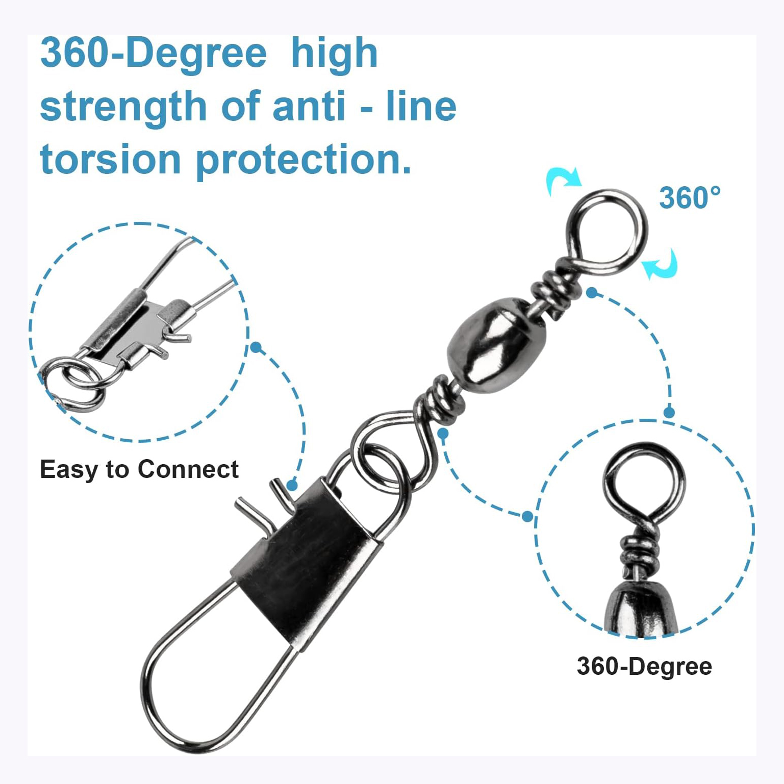 100Pcs/Lot 4#6#8#10#12# Swivel – Fishing Hook Stainless Steel recenzja i cena
