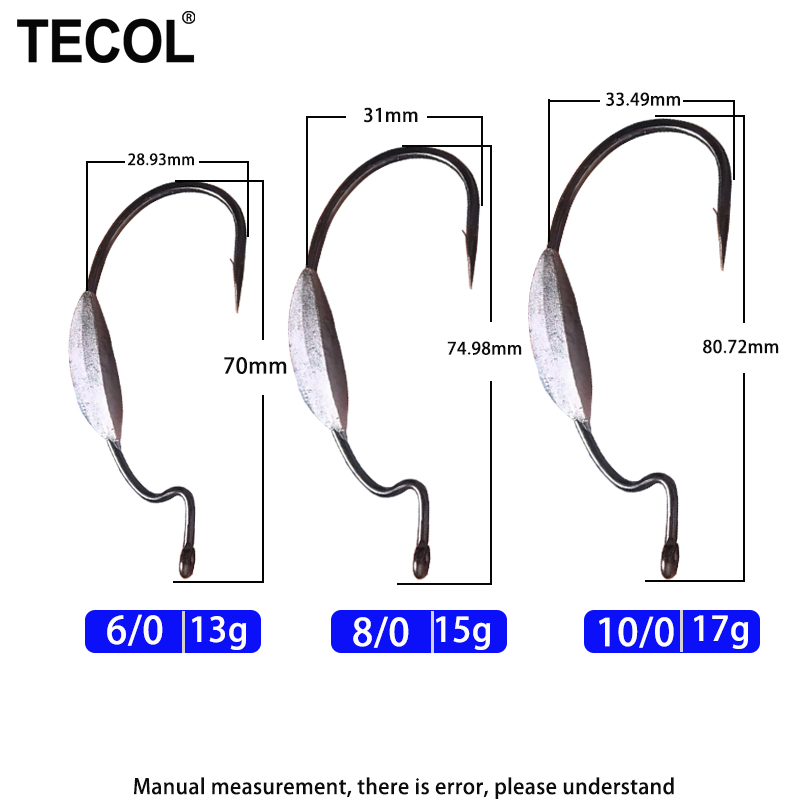 TECOL 3PCS 6/0 8/0 10/0 Weight – Fishing Hook Offset recenzja i cena
