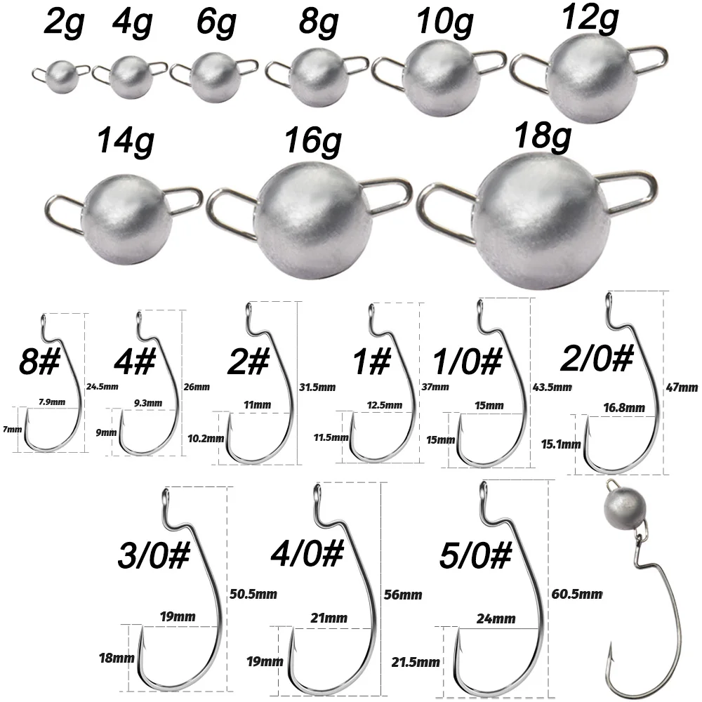 5Pcs Metal Jig Head Worm Hooks – Fishing Hook Offset recenzja i cena