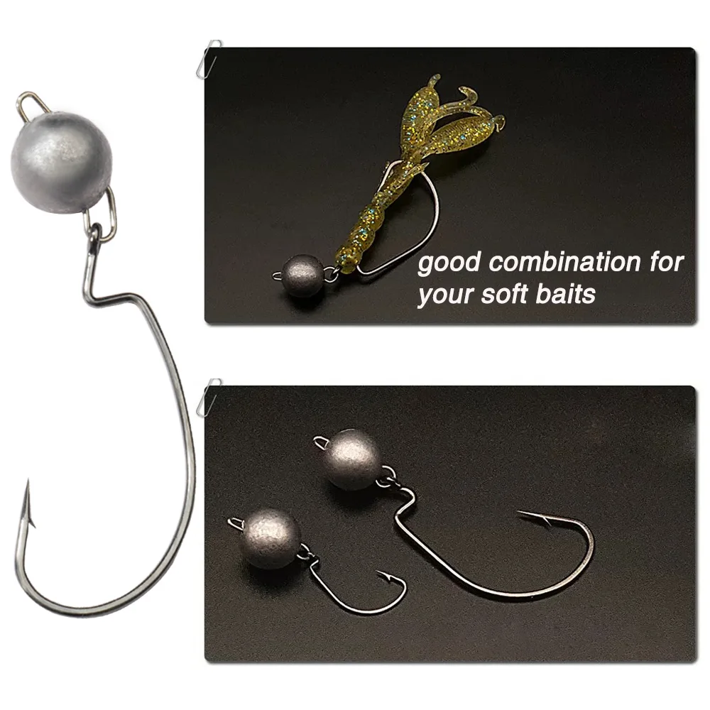 5Pcs Metal Jig Head Worm Hooks – Fishing Hook Offset recenzja i cena