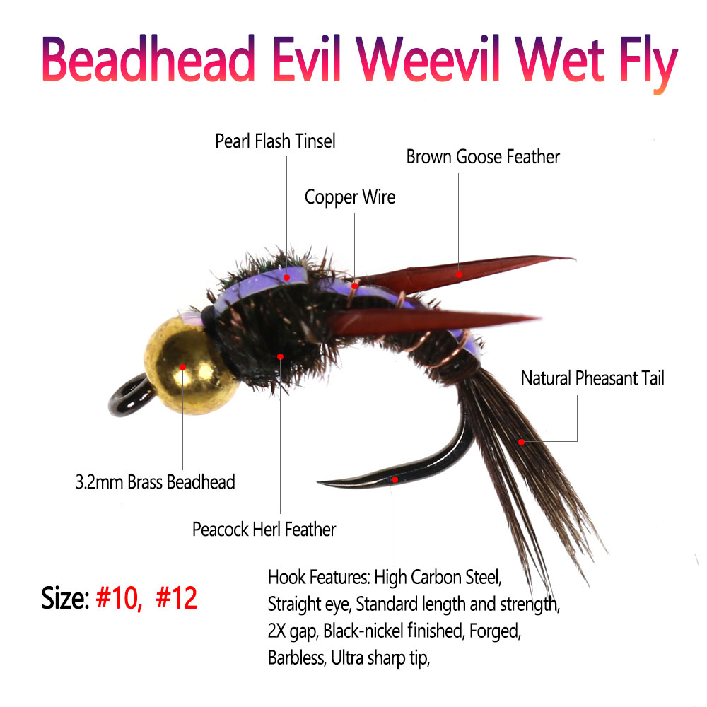 Bimoo 8pcs Brass Beadhead Evil – Fishing Hook Barbless recenzja i cena