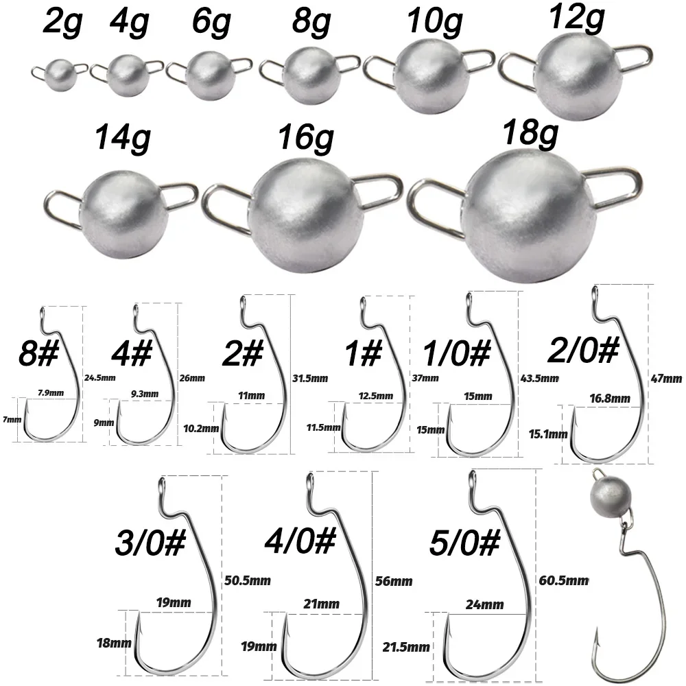 5pcs Metal Jig Head Worm Hooks – Fishing Hook Offset recenzja i cena